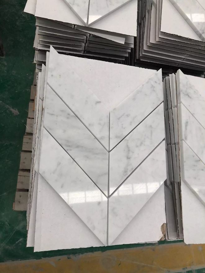 White Marble Herringbone Mosaic (4)(001)