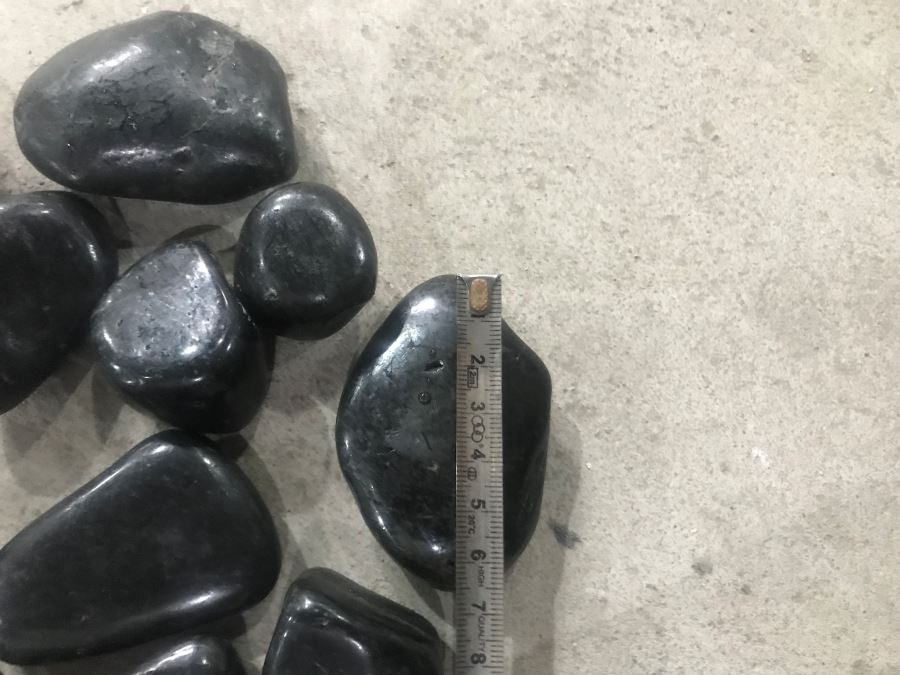 black polished pebbles