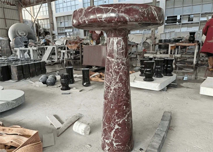 Natural Rosso Levanto Marble Pedestal Sink For Bathroom factory