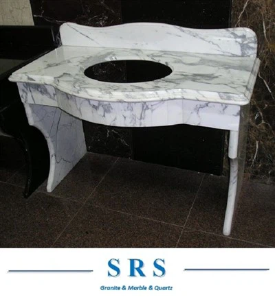 Encimera de cocina prefabricada de piedra natural blanca de isla