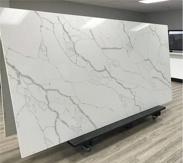 white Calacatta Venato Quartz slab