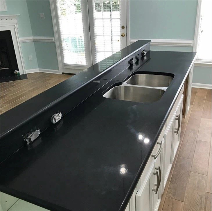 Jet Black Quartz Kitchen Countertops