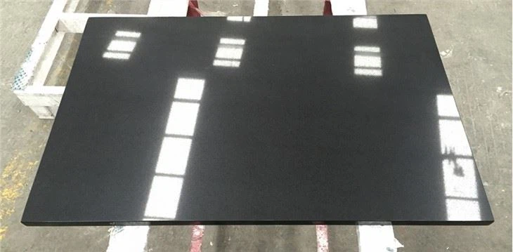 Jet Black Quartz polished slab