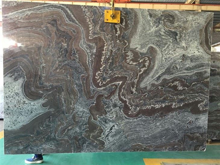 Río colorido y mármol marrón con vetas de madera para encimera y protector contra salpicaduras