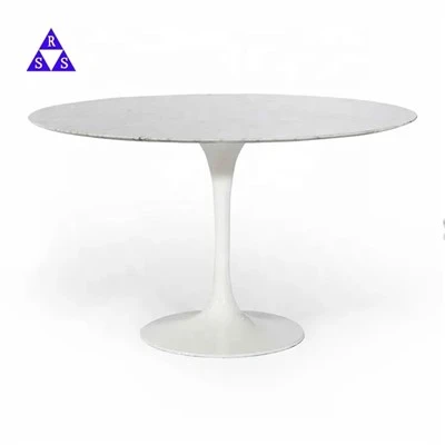 Mesa de comedor clásica de mármol italiano blanco