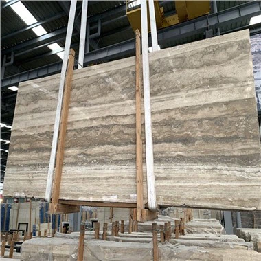 Azulejos cortados a medida de losa grande de travertino gris plateado de mármol gris natural