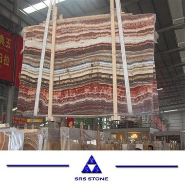 Losa de piedra de ónix multicolor arcoíris para azulejos